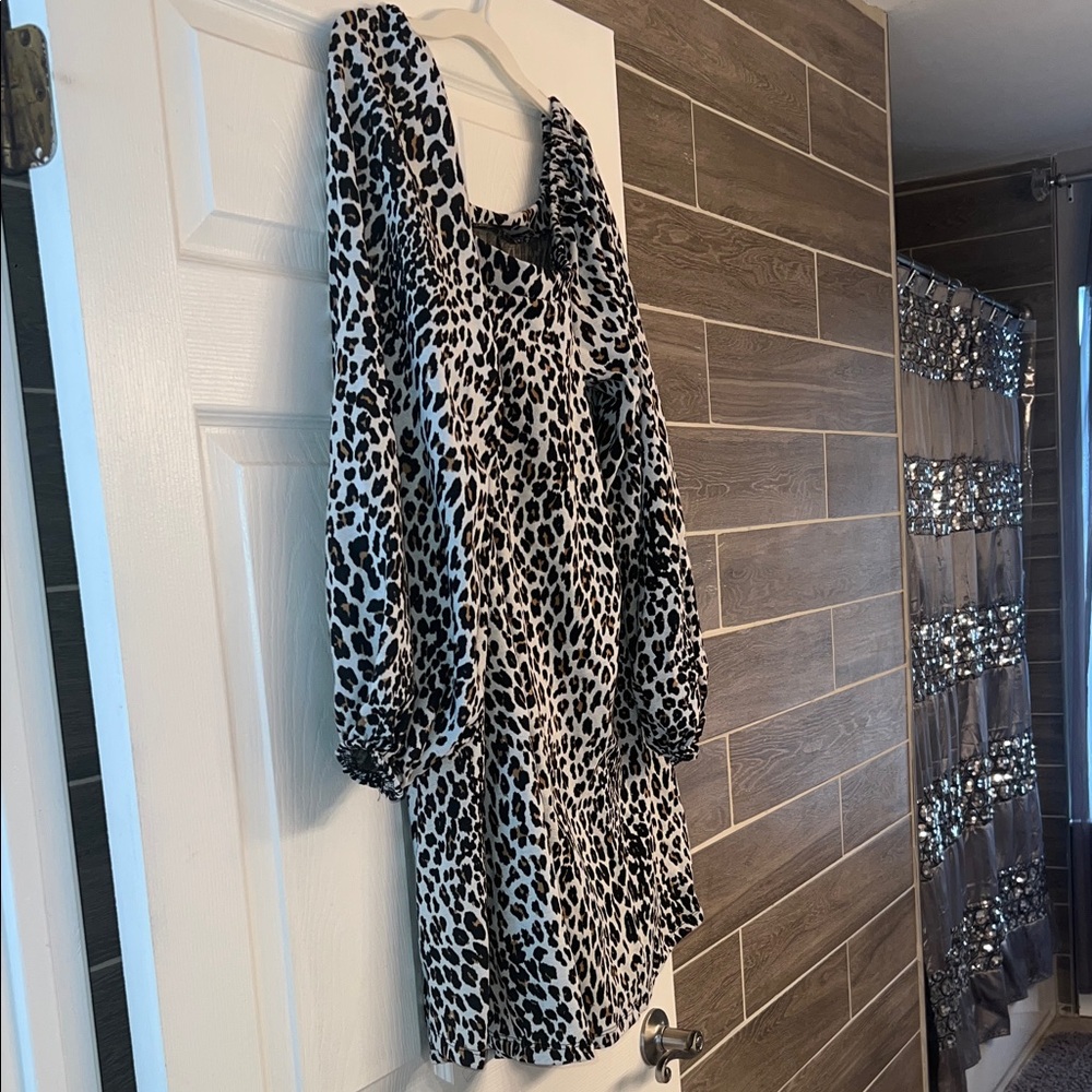 Leopard Print Long Sleeve Dress